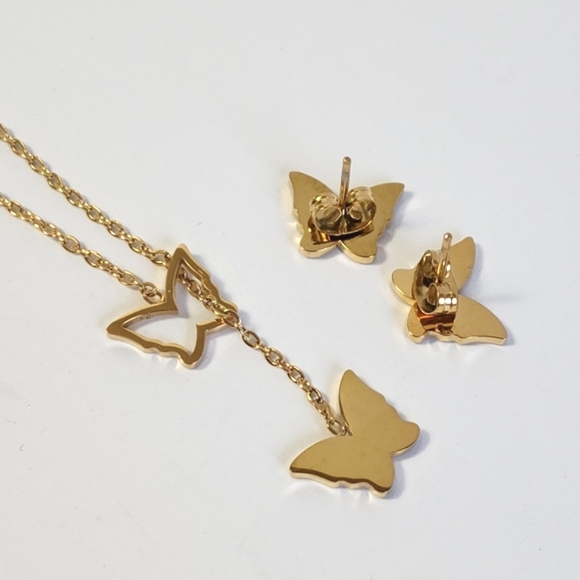 18K Gold Plated Necklace Earrings Set - Picture 6 of 11